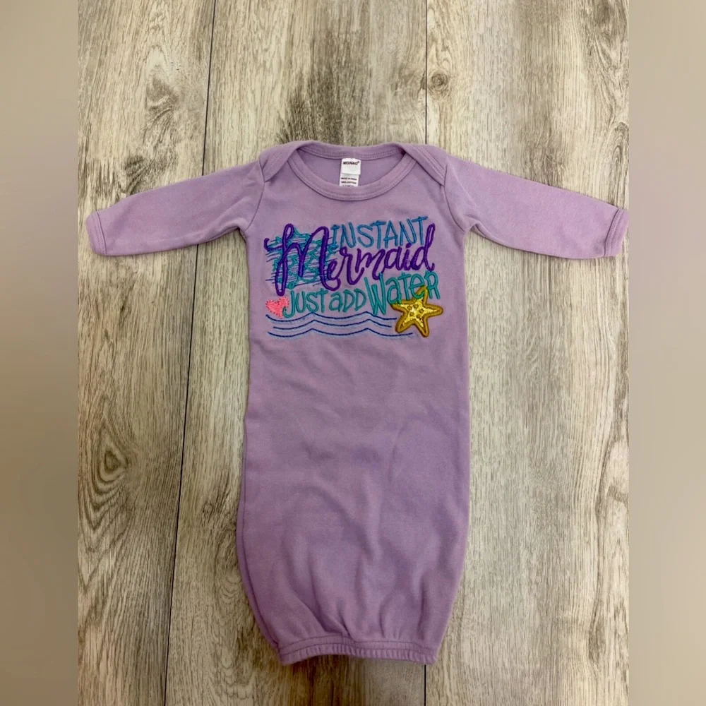 0-3 Month Girl Mermaid Open Bottom Sleeper Gown
